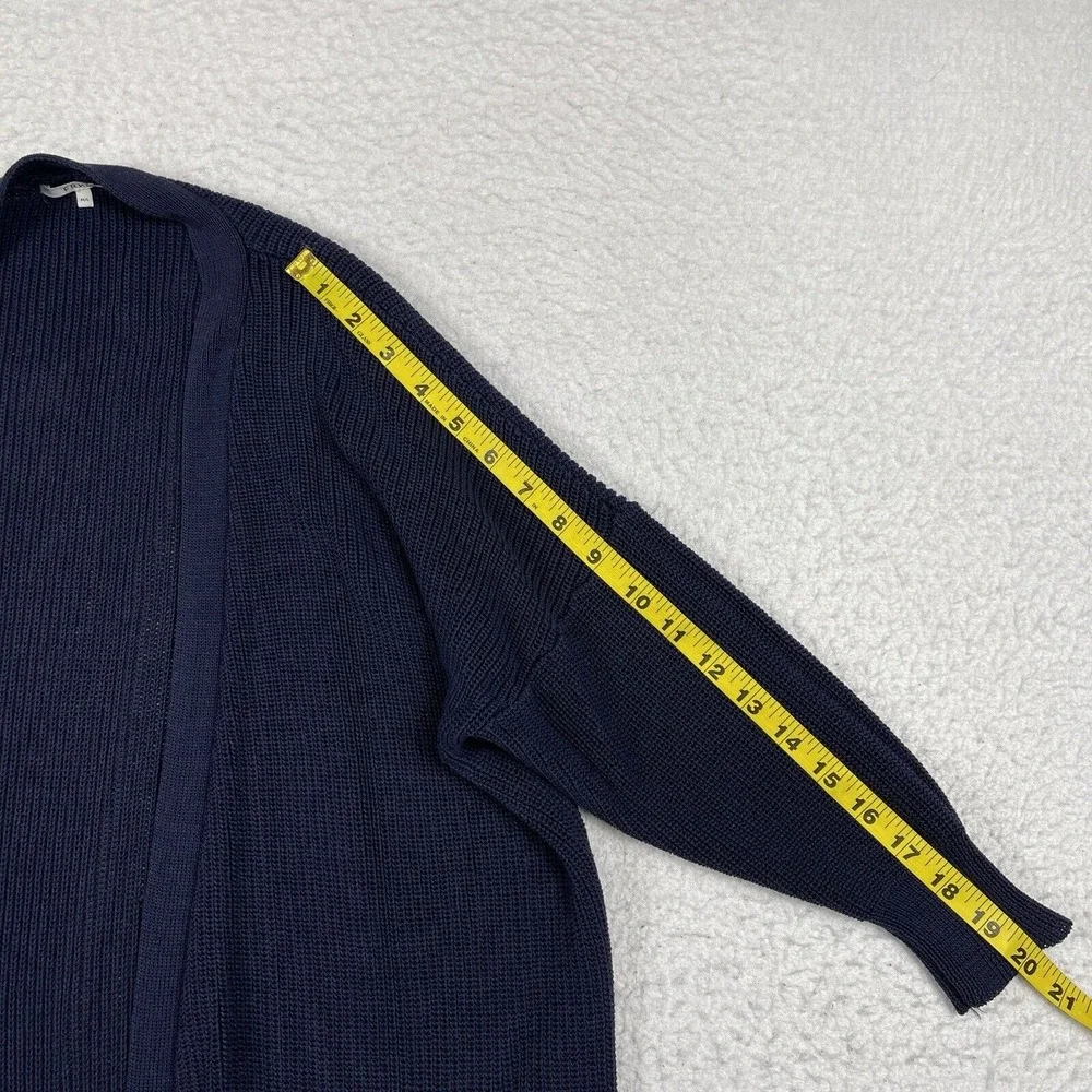 FRNCH Sweater Womens‎ M/L Navy Open Front Knit Cardigan 3/4 Sleeve Minimalist - Picture 6 of 10
